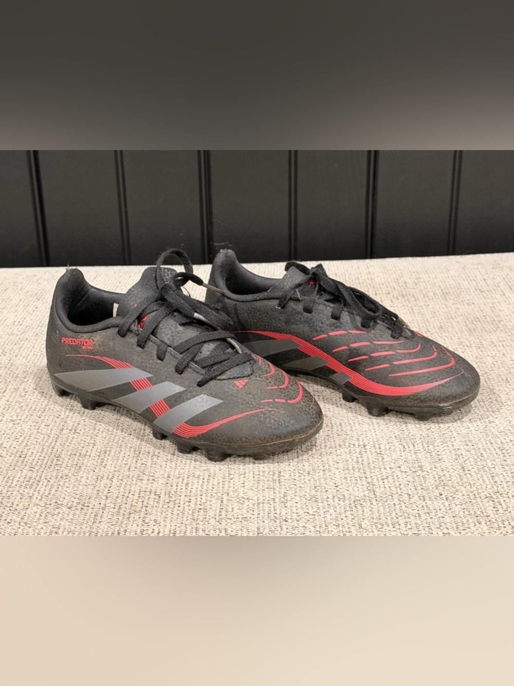 Adidas Predator Soccer Cleats in Black with Red Accents - Picture 2 of 9